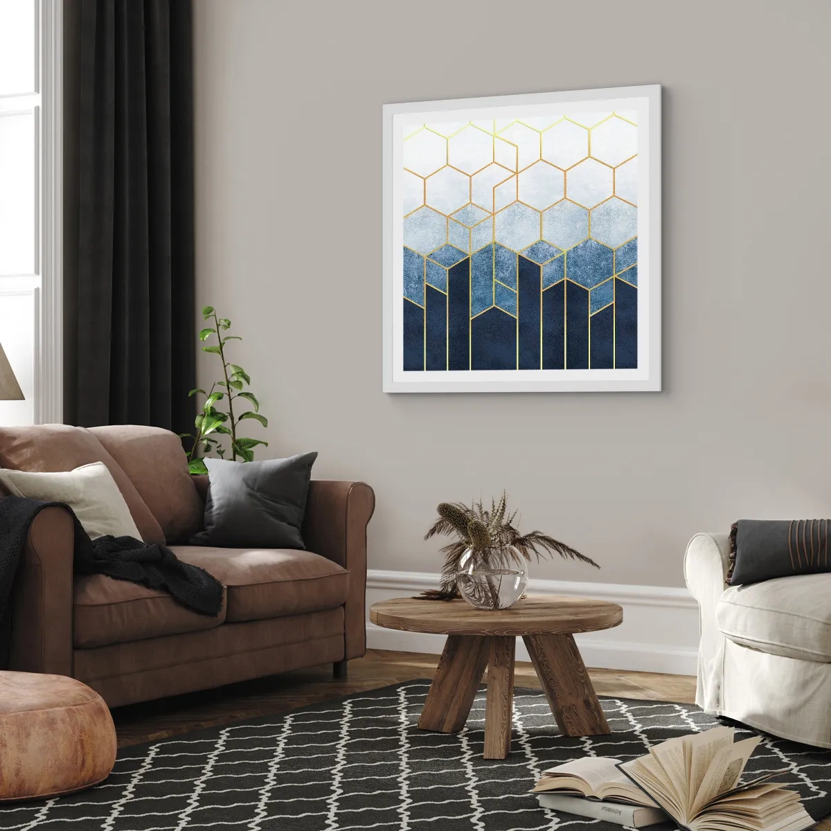 Poster in een witte lijst - Compositie in een gesyncopeerd ritme - 40x40 cm