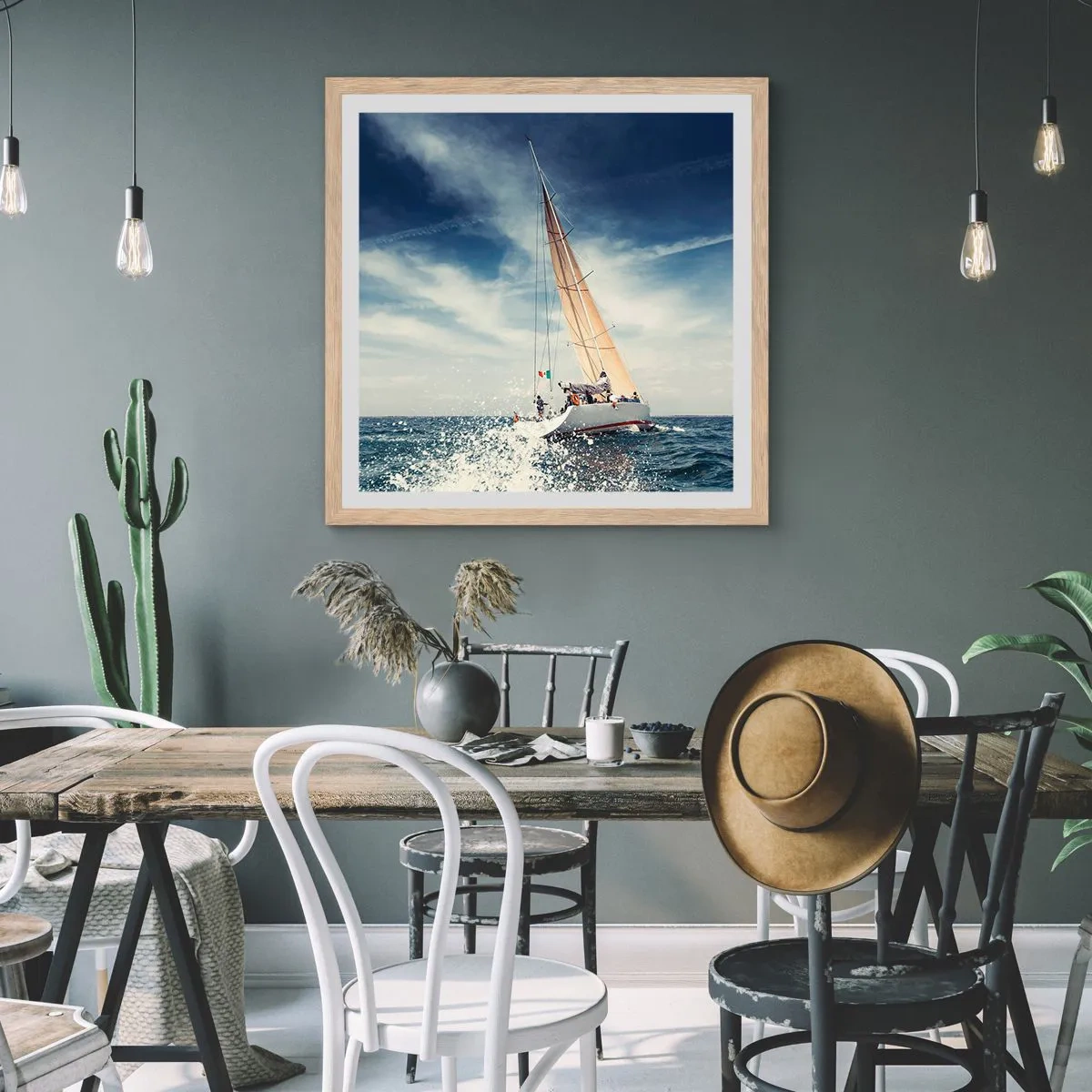 Een poster in een licht eiken lijst - Ze halen ons niet in! - 50x50 cm