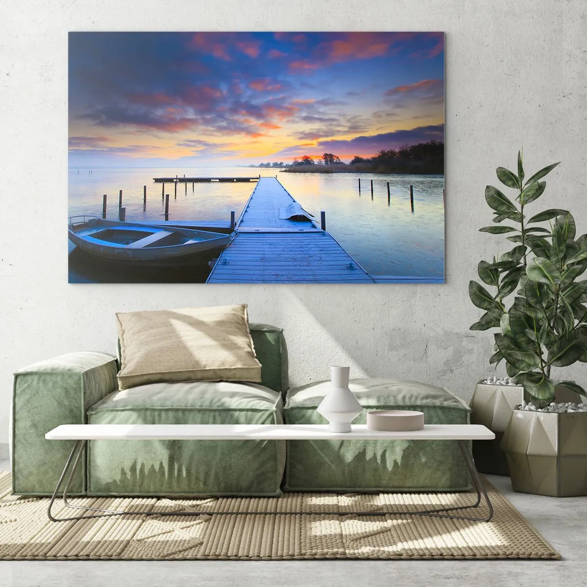 Schilderen op glas - Violet-gouden kalmte - 120x80 cm