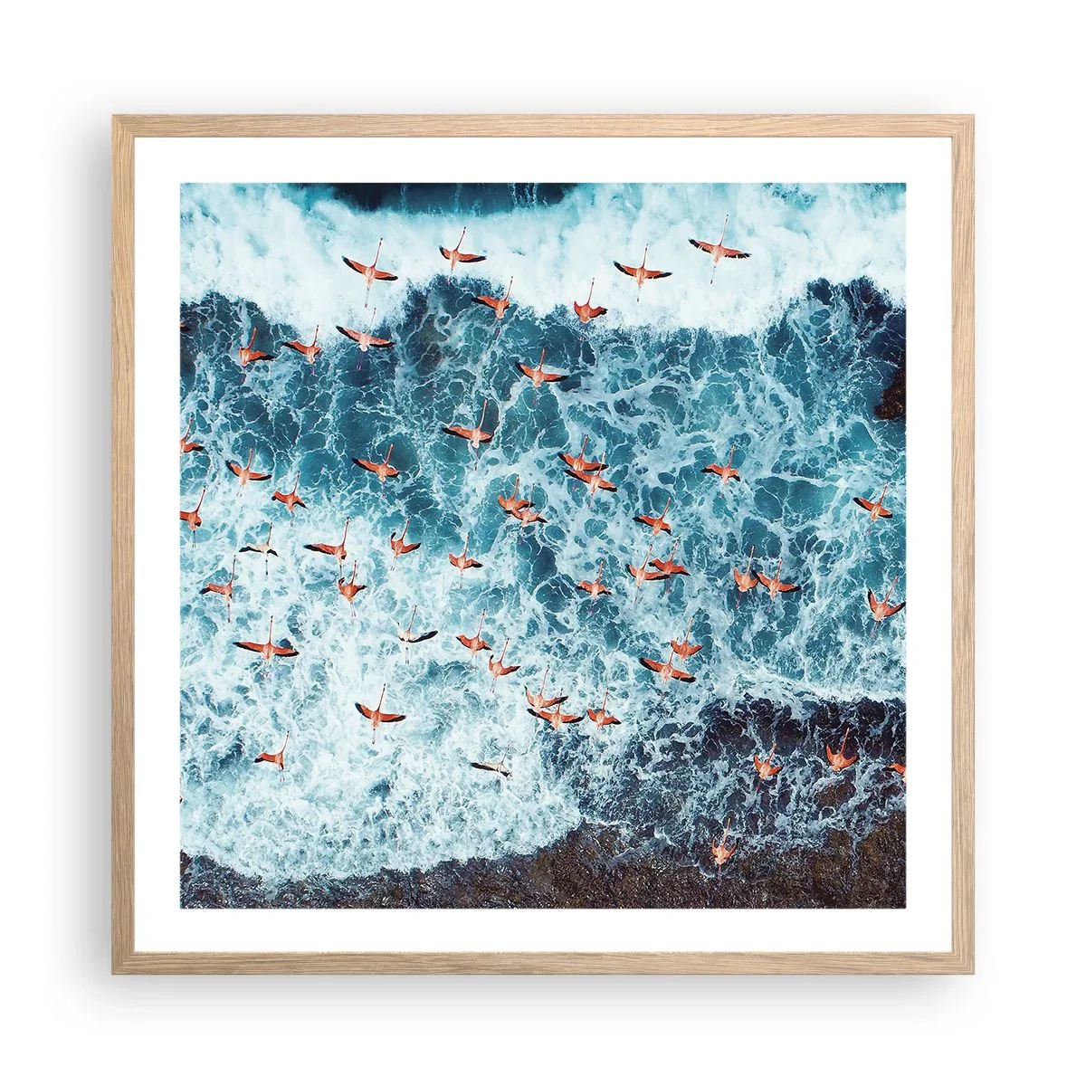 Een poster in een licht eiken lijst - De kustparade - 60x60 cm