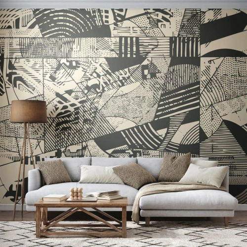 Fotobehang Premium Sand - De dynamiek van nu - Abstractie, Vintage, Grafisch - 200x140 cm