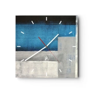 Wandklok - Klok - Een poëtische compositie van grijs en blauw - 30x30 cm