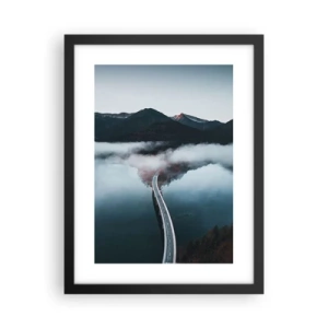 Poster in een zwarte lijst - Over water zo glad als een spiegel - 30x40 cm