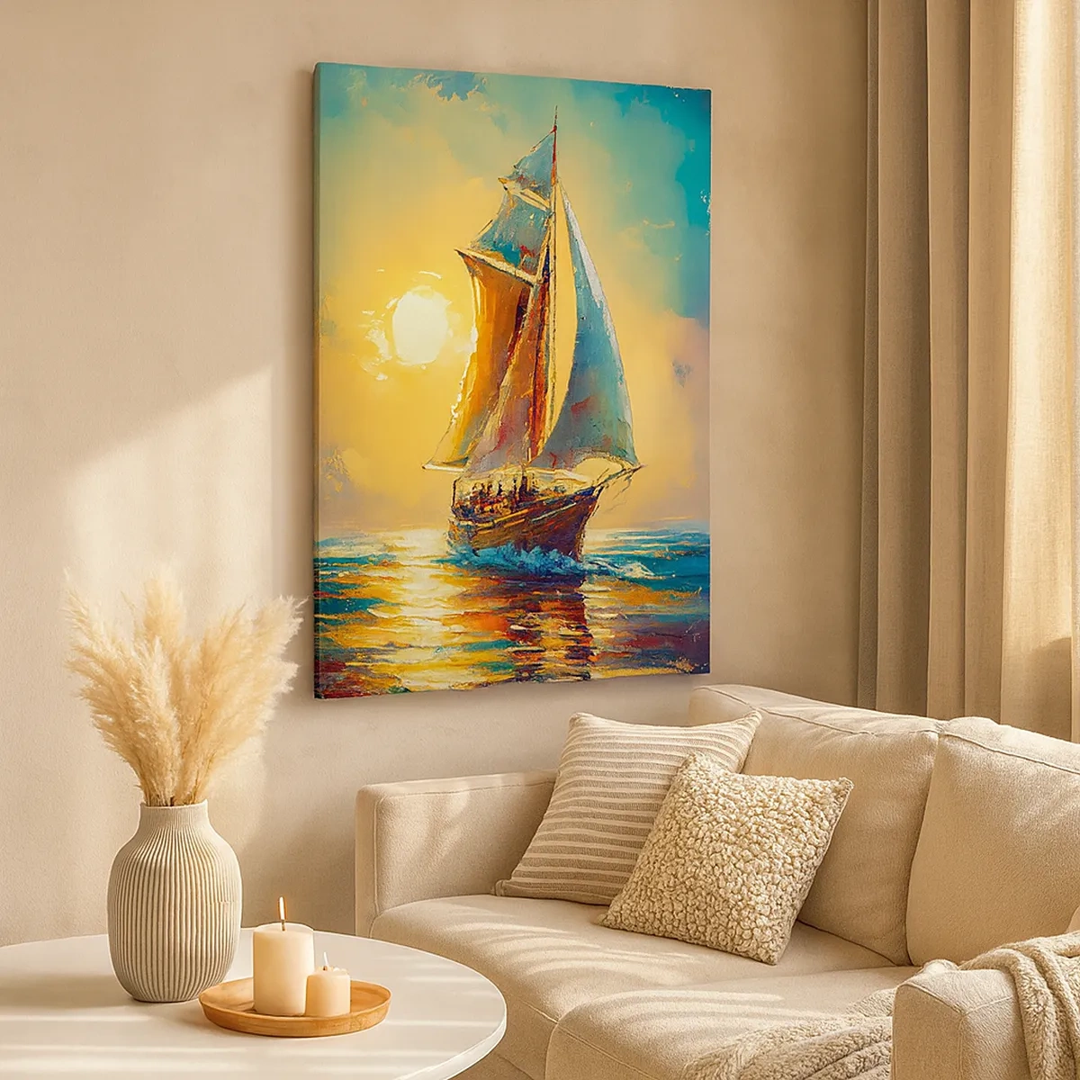 Schilderen op canvas - Onder vol zeil - 50x70 cm