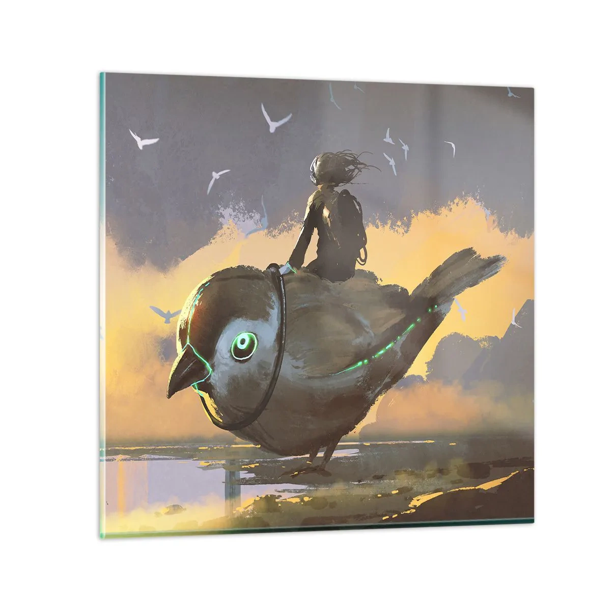 Schilderen op glas - Een tussenstop op een fantastische reis - 70x70 cm