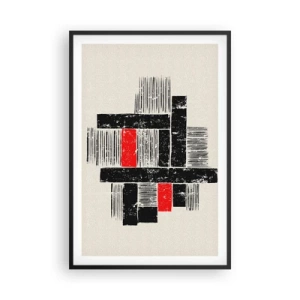 Poster in een zwarte lijst - Rood en zwart - 61x91 cm