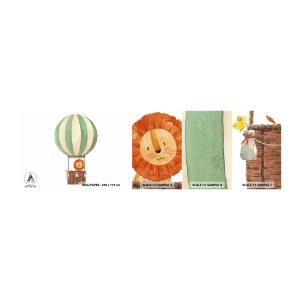 Fotobehang Monster Zelfklevend Deluxe Sticker - Leons reizen - Ballon, Leeuw, Kinderen - 100x30 cm