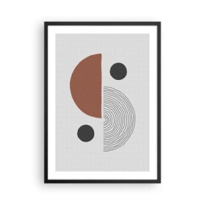 Poster in een zwarte lijst - Abstracte geometrische compositie in warme kleuren - 50x70cm - Perfectie van het wiel - Moderne wanddecoratie voor woonkamer en slaapkamer ARTTOR