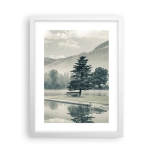 Poster in een witte lijst - Het meer slaapt nog - 30x40 cm