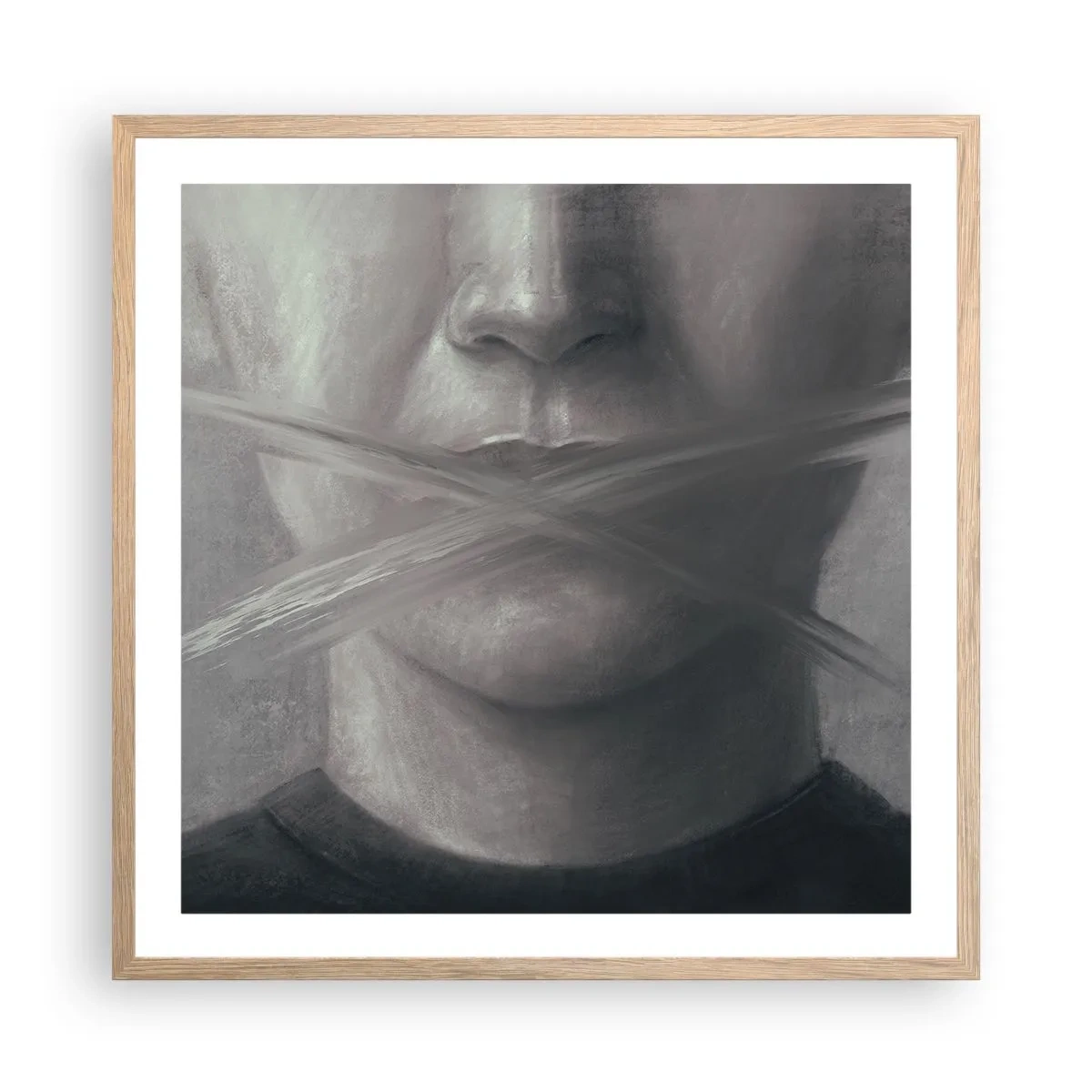 Een poster in een licht eiken lijst - Zonder een woord - 60x60 cm