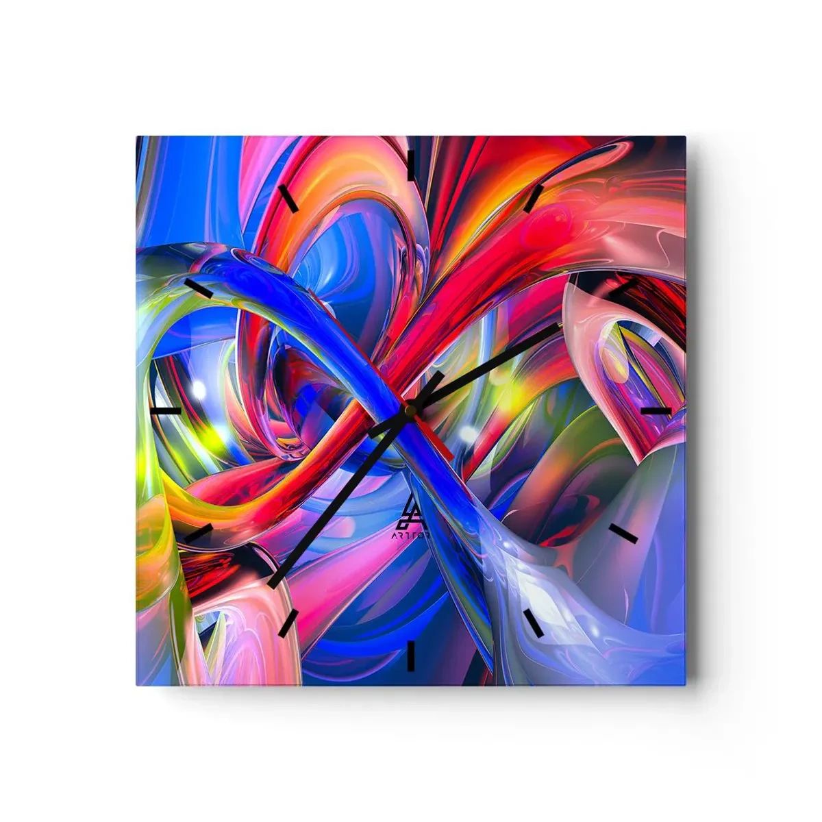 Wandklok - Klok - Een dans van kleuren - 30x30 cm