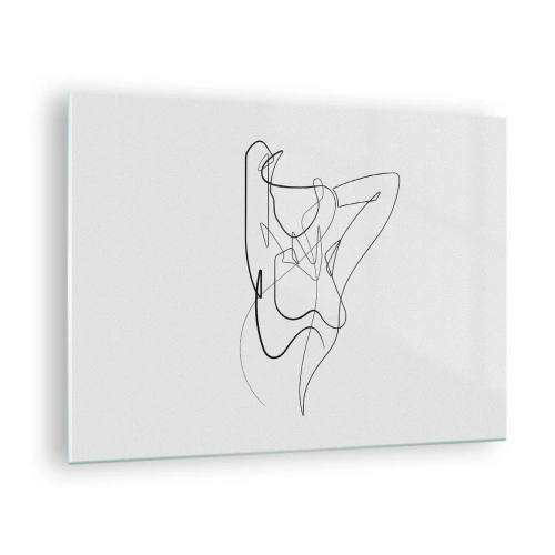 Schilderen op glas - Een vrouwelijk silhouet getekend met een enkele lijn op een witte achtergrond - 70x50cm - Zoals je echt bent… - Moderne wanddecoratie voor woonkamer en slaapkamer ARTTOR