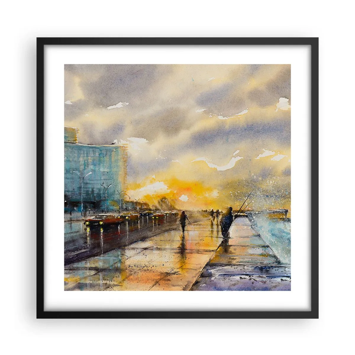 Poster in een zwarte lijst - Het leven aan de oever - 50x50 cm