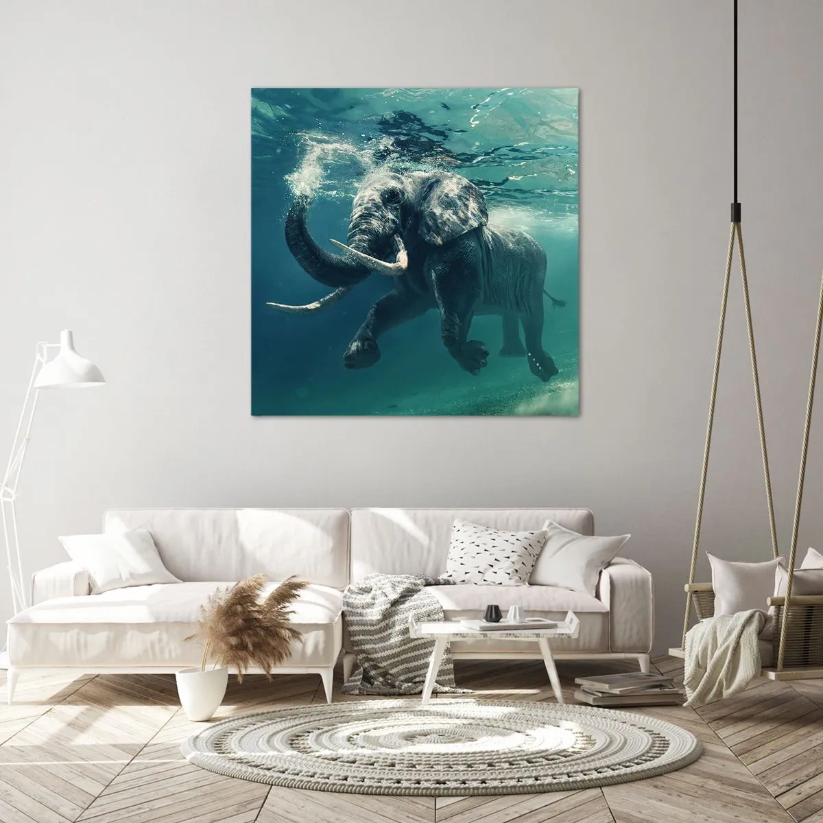 Schilderen op canvas - Iedereen houdt van zwemmen - 50x50 cm