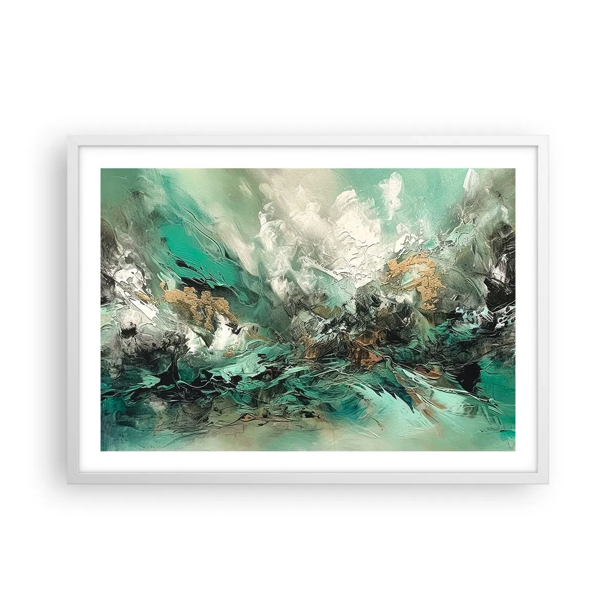 Poster in een witte lijst - Emerald en zwarte branding - 70x50 cm