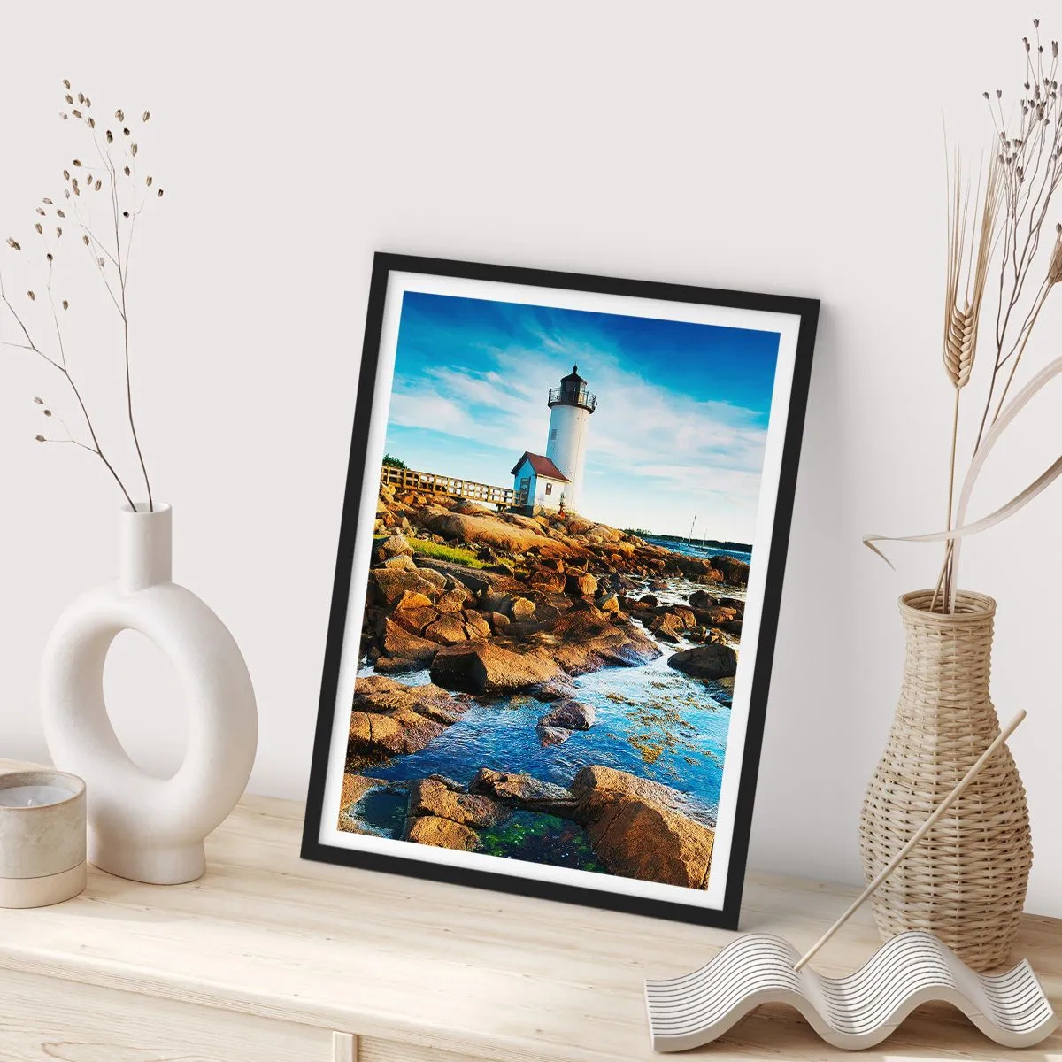 Poster in een zwarte lijst - Kom blij terug, ik wacht - 70x100 cm