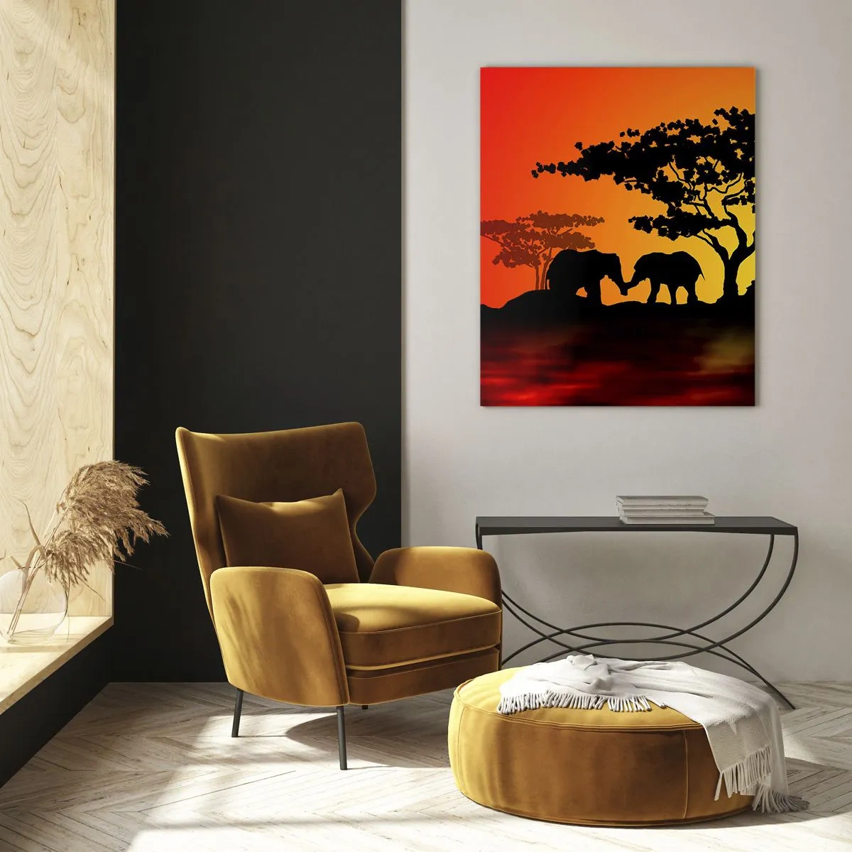 Schilderen op glas - Ontmoeting in de savanne - 50x70 cm