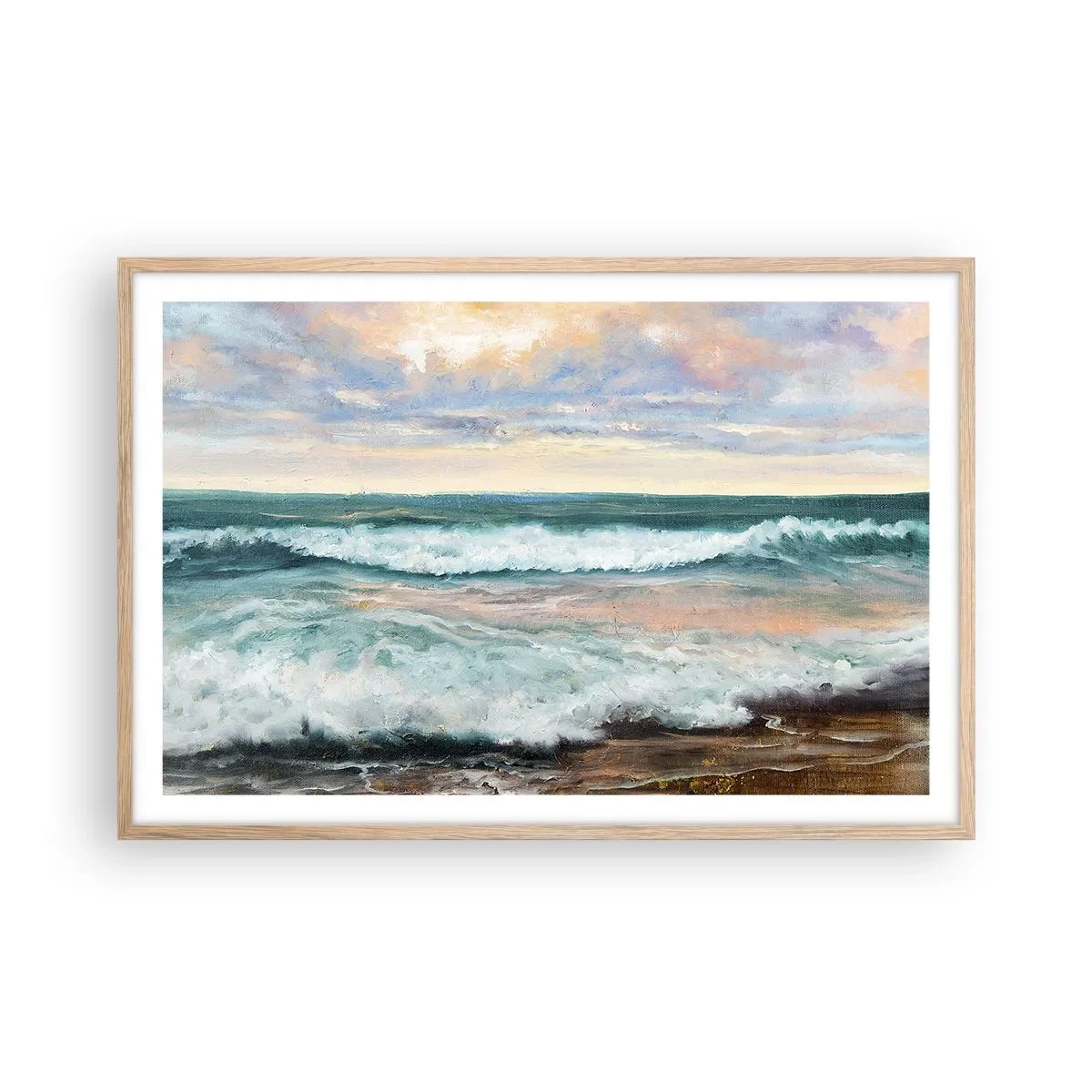 Een poster in een licht eiken lijst - Hier maak je je ziel glad - 91x61 cm