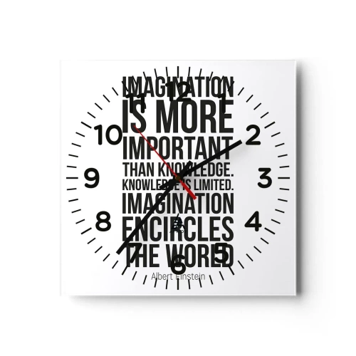 Wandklok - Klok - Einstein over de kracht van verbeelding - 40x40 cm