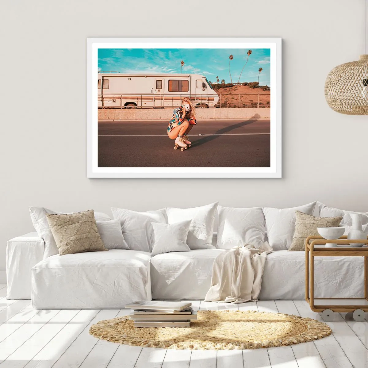 Poster in een witte lijst - Lach alsjeblieft! - 100x70 cm