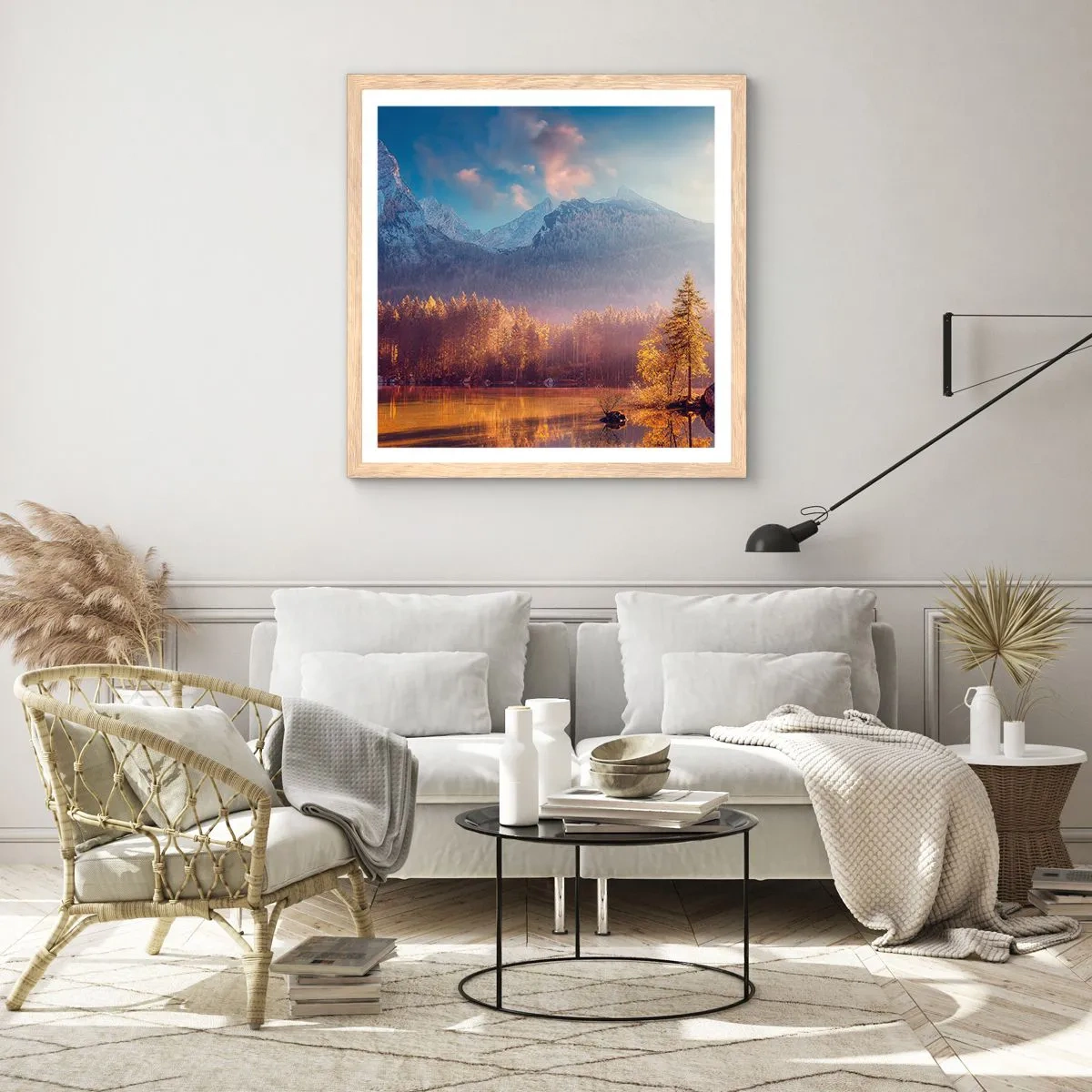 Een poster in een licht eiken lijst - In bergen en dalen - 60x60 cm