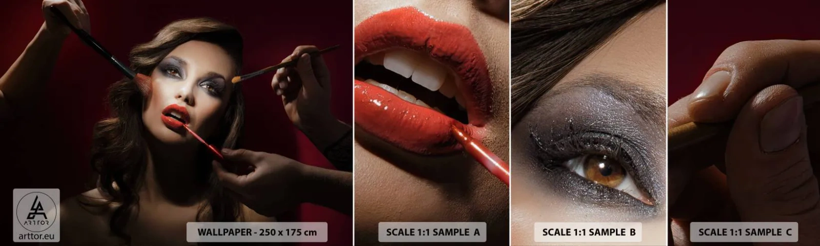 Fotobehang Monster Zelfklevend Deluxe Sticker - Dromerig mooi - Vrouw, Bedenken, Actrice - 100x30 cm