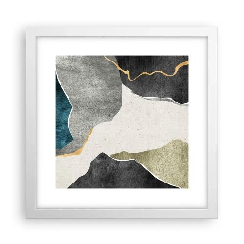 Poster in een witte lijst - Mozaïekcompositie met gouddraad - 30x30 cm