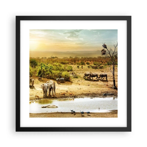 Poster in een zwarte lijst - "Er stroomde een rivier uit Eden …" - 40x40 cm