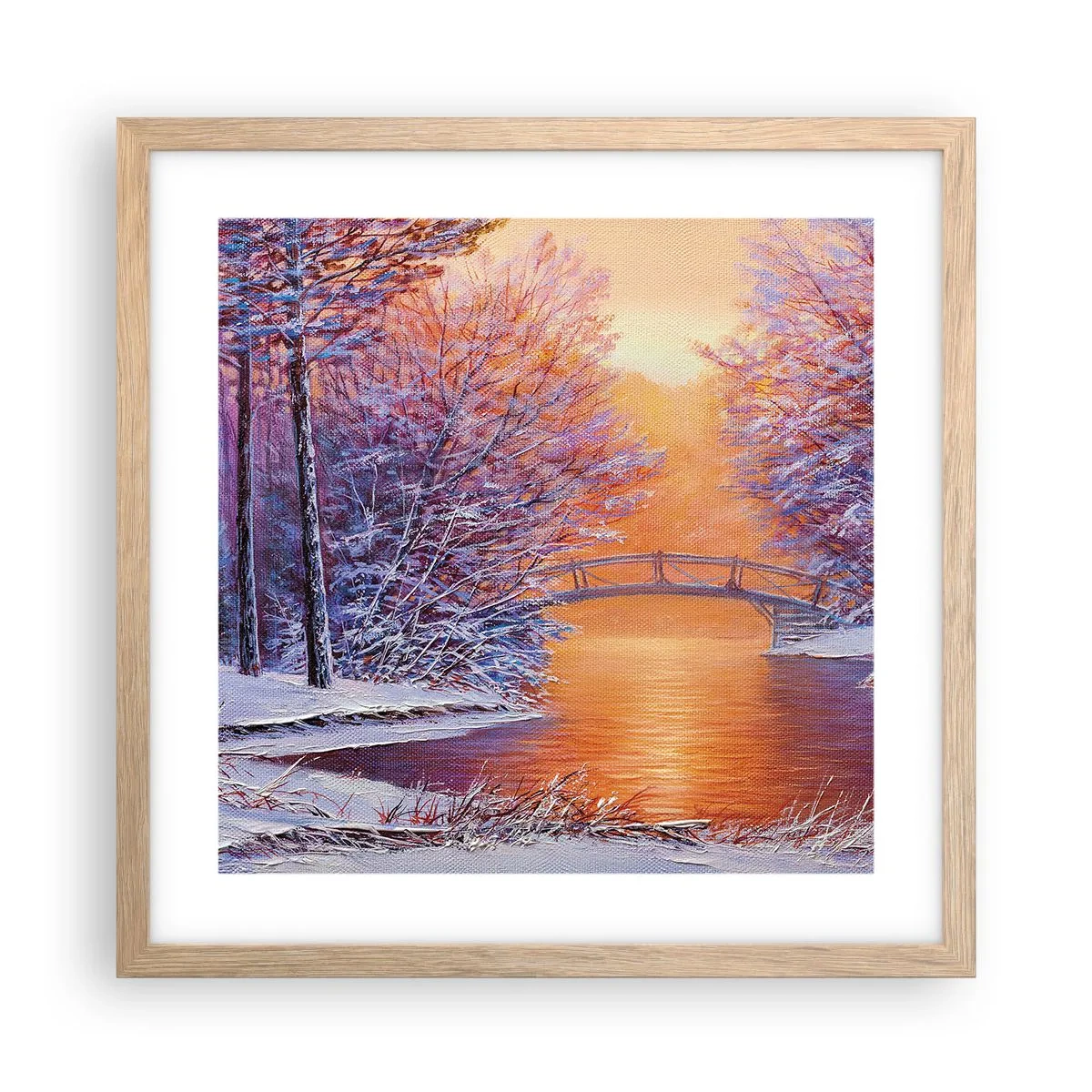 Een poster in een licht eiken lijst - Laten we elkaar hier ontmoeten - 40x40 cm