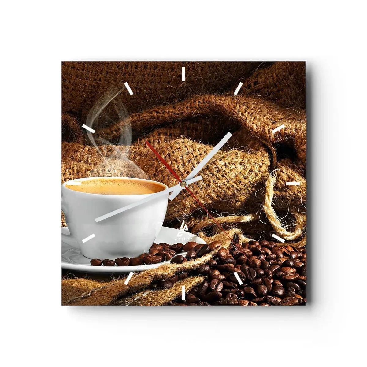 Wandklok - Klok - De geur van mokka en de dikte van de honingvloeistof - 30x30 cm