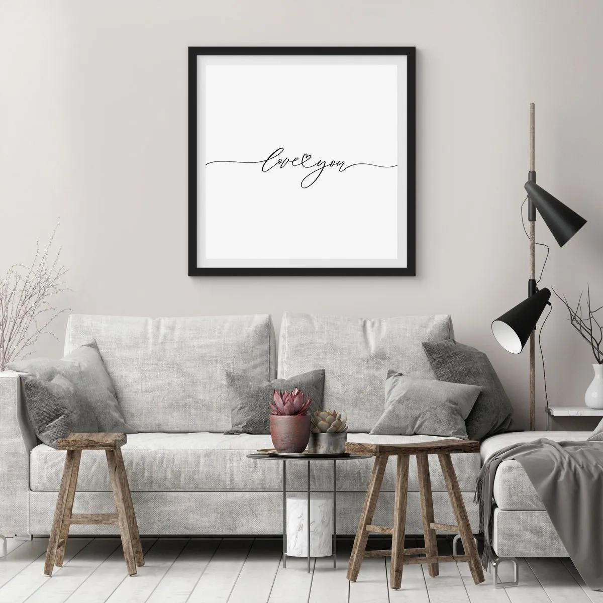 Poster in een zwarte lijst - Zwart op wit - 40x40 cm