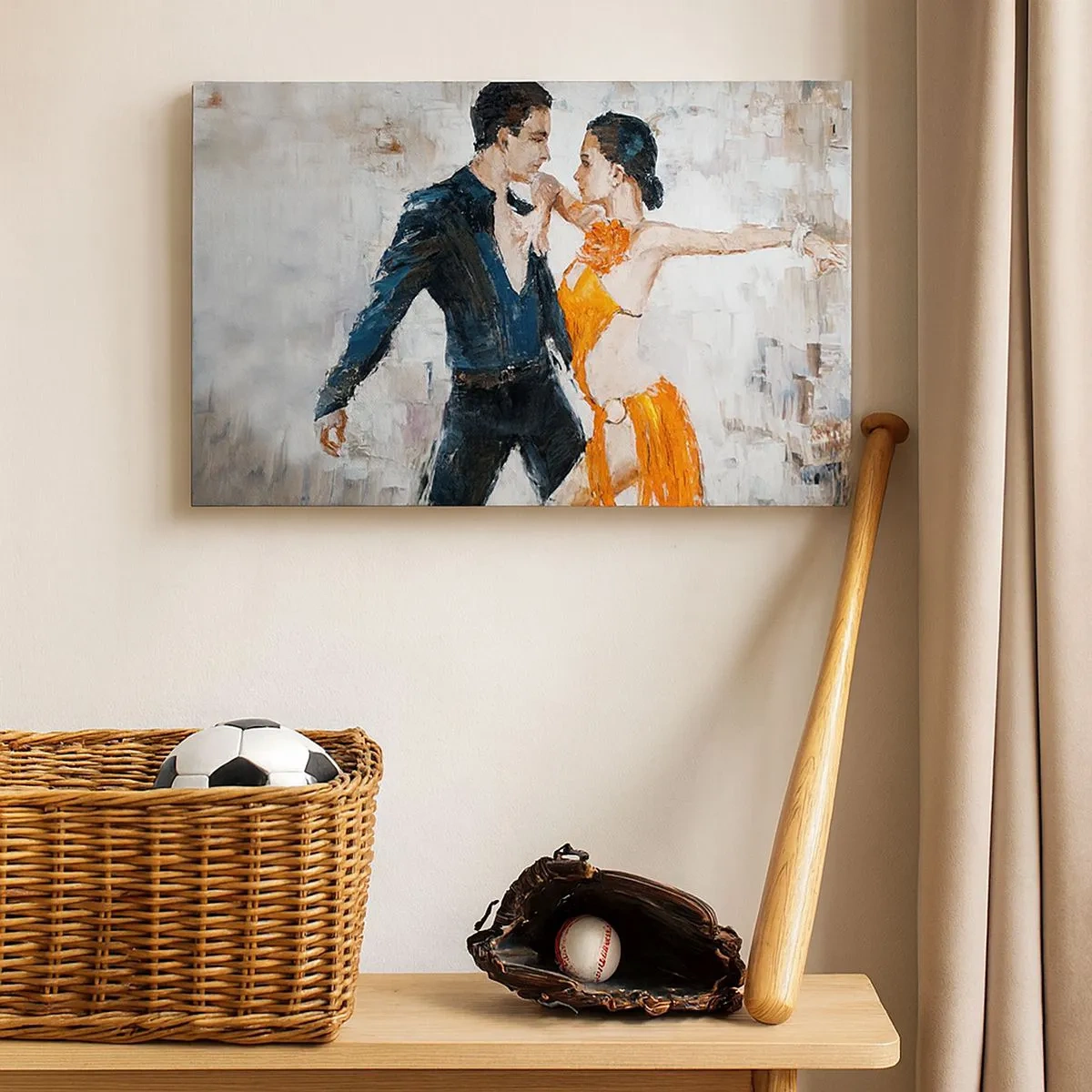 Schilderen op canvas - Een dynamisch koppel dat in Latijns-Amerikaanse stijl danst. - 70x50cm - Dirty dancing - Moderne wanddecoratie voor woonkamer en slaapkamer ARTTOR