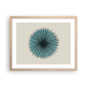 Een poster in een licht eiken lijst - Stralend in het blauw - 50x40 cm