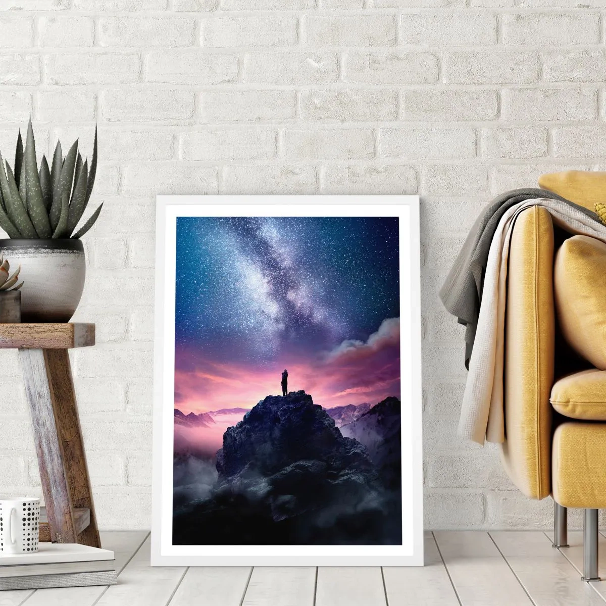 Poster in een witte lijst - En hij voelde het leven - 61x91 cm