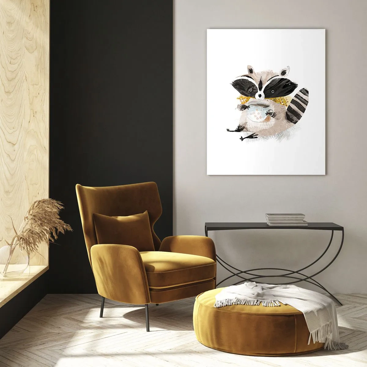 Schilderen op glas - Mijn vriend de wasbeer - 50x70 cm