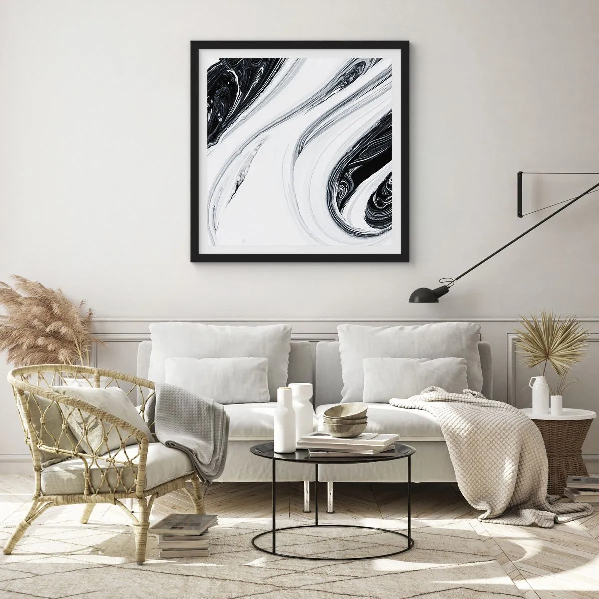 Poster in een zwarte lijst - Een combinatie van tegenstellingen - 60x60 cm