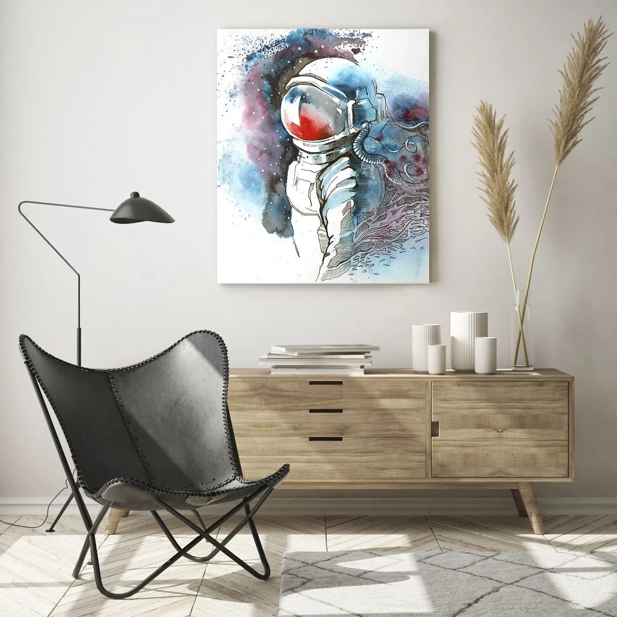 Schilderen op glas - Alleen met de kosmos - 50x70 cm