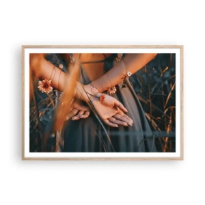 Een poster in een licht eiken lijst - Verbonden met de natuur - 100x70 cm