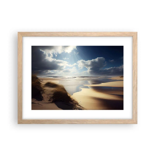 Een poster in een licht eiken lijst - Strand, wild strand - 40x30 cm