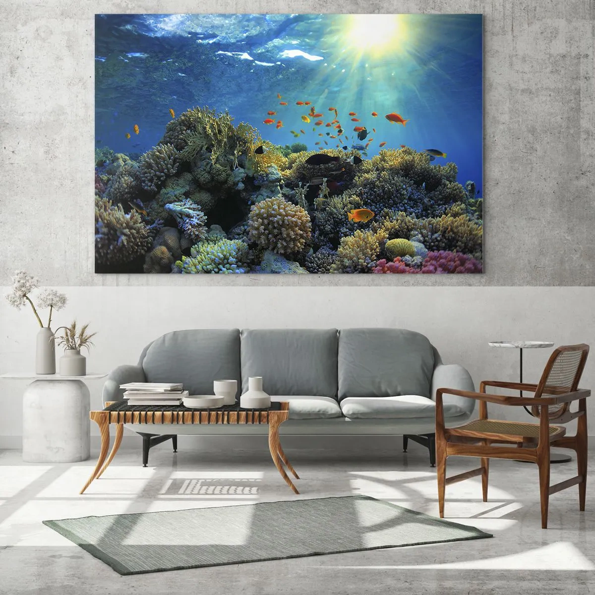 Schilderen op glas - Onderwater schatten - 120x80 cm
