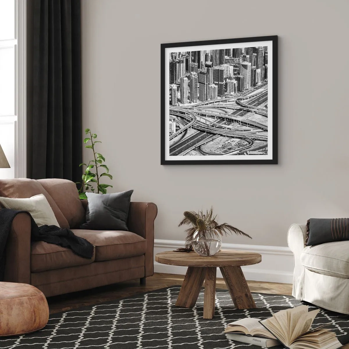 Poster in een zwarte lijst - Dubai - de onmogelijke stad - 30x30 cm