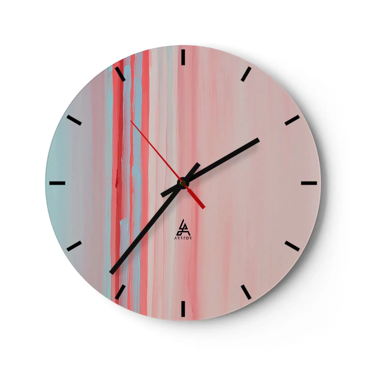 Wandklok - Klok - Pastelkleurige verticale strepen in tinten roze en blauw - 30x30cm - Abstractie bij dageraad - Moderne wanddecoratie voor woonkamer, keuken en slaapkamer ARTTOR