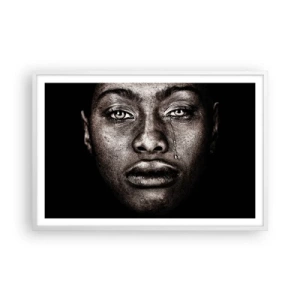 Poster in een witte lijst - een traan - 91x61 cm