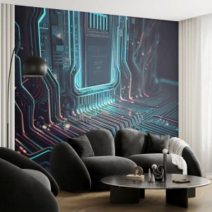 Zelfklevend Fotobehang Deluxe Sticker - Ik ben aan het denken… - Technologie, Computer, Verwerker - 400x280 cm
