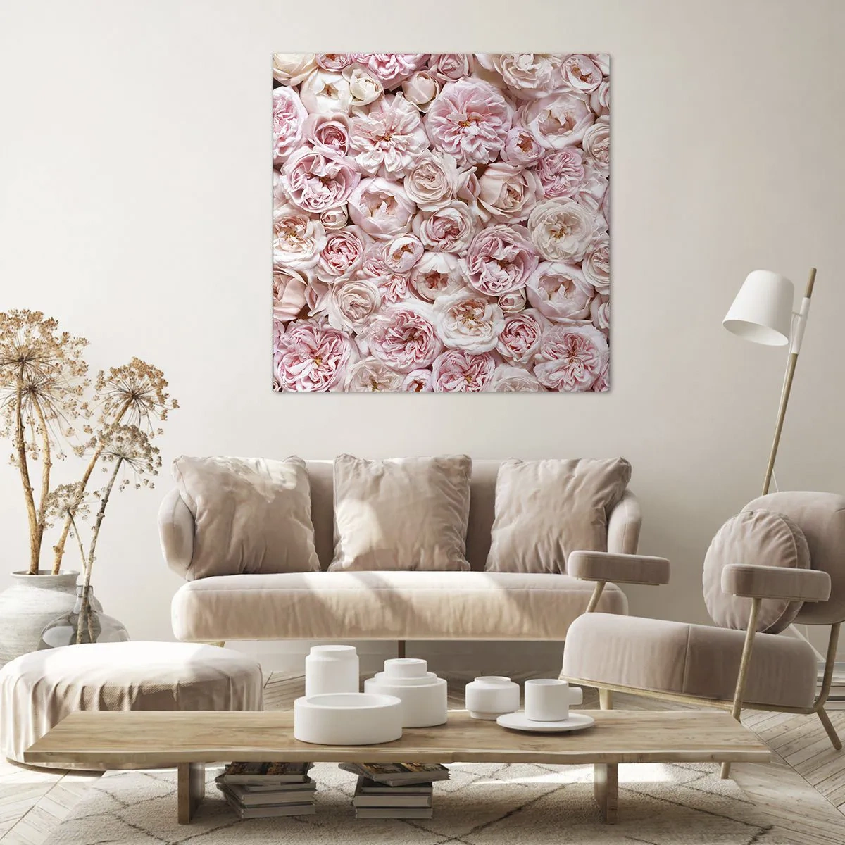 Schilderen op canvas - Een bed van rozen - 60x60 cm