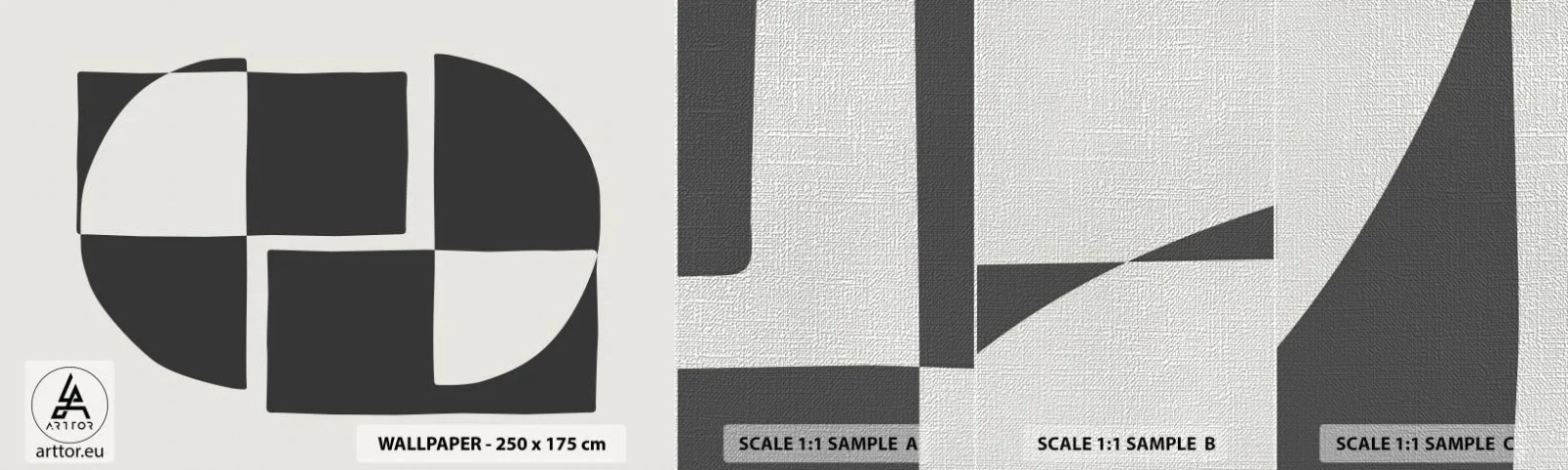 Fotobehang Monster Premium Canvas - Antithese - synthese - Abstractie, Deel, Zwart en wit - 100x30 cm