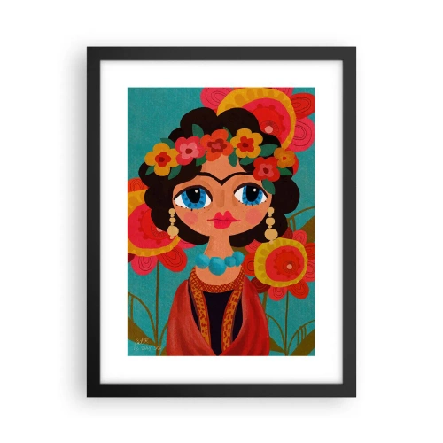 Poster in een zwarte lijst - Mevrouw papaver - 30x40 cm
