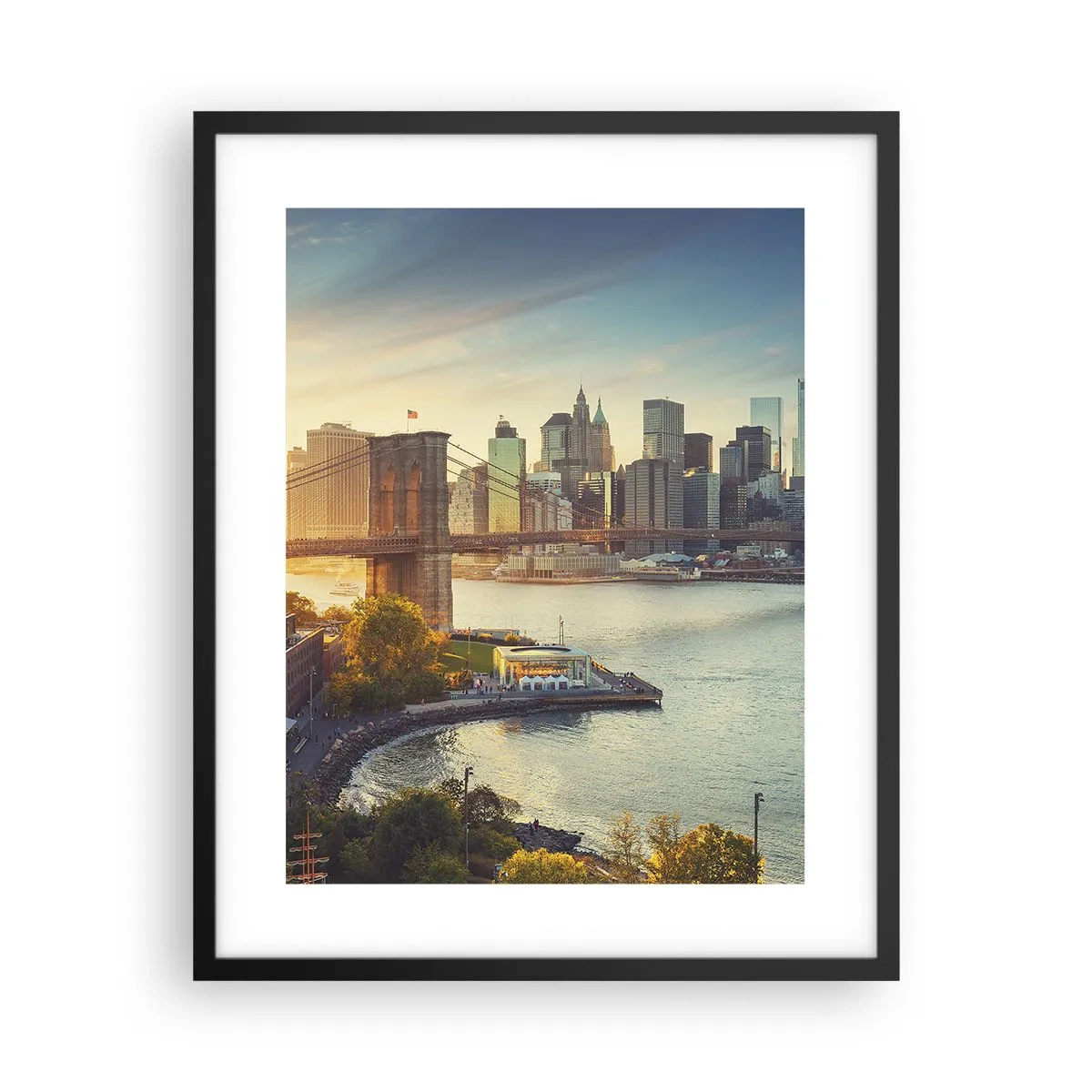 Poster in een zwarte lijst - Dageraad in de grote stad - 40x50 cm