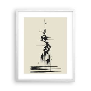 Poster in een witte lijst - Overhaaste abstractie - 40x50 cm