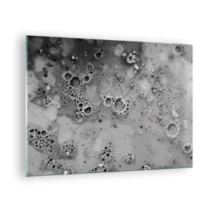 Schilderen op glas - Een abstract patroon dat lijkt op het oppervlak van de maan in grijstinten. - 70x50cm - Als een maanlandschap - Moderne wanddecoratie voor woonkamer en slaapkamer ARTTOR